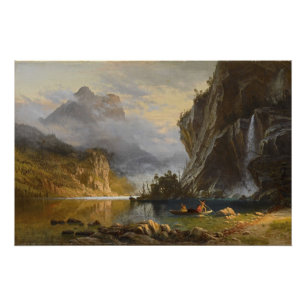 Pôster Vintage Albert Bierstadt Indians Speaking Fisherie