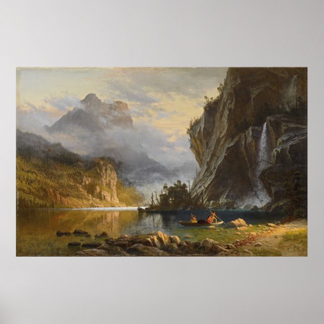 Poster Vintage Albert Bierstadt Indians Speaking Fisherie (Frente)