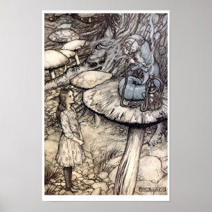 Poster Vintage Alice com o cachimbo de água que fuma