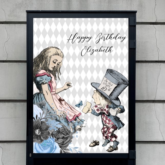 Poster Vintage Alice & Mad Hatter Personalizável (Criador carregado)