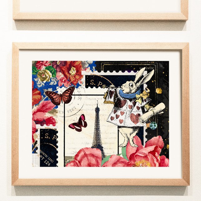 Poster Vintage Alice no Coelho Branco da Maravilha (Criador carregado)