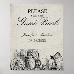 Poster Vintage Alice No Guestbook Do Casamento Da Maravil
