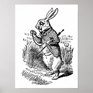 Poster Vintage Alice no País das Maravilhas, relógio do c