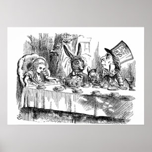 Poster Vintage Alice no tea party louco do Hatter do paí