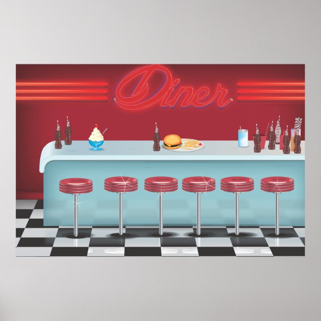 Poster Vintage All American Diner (Frente)
