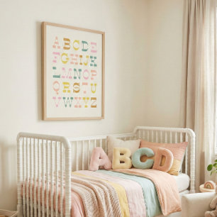 Poster Vintage Alphabet in Pastel Colors