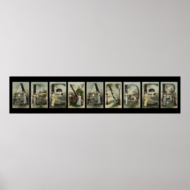 Pôster Vintage - Alphabet - Letra Name Art (Frente)