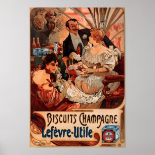 Poster vintage Alphonse Mucha Biscoitos Arte Retro