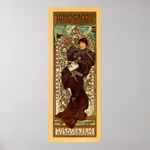 Pôster Vintage Alphonse Mucha Lorenzaccio banner vertical
