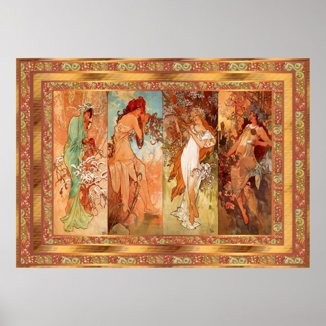 Poster Vintage Alphonse Mucha Panel Art Nouveau (Frente)