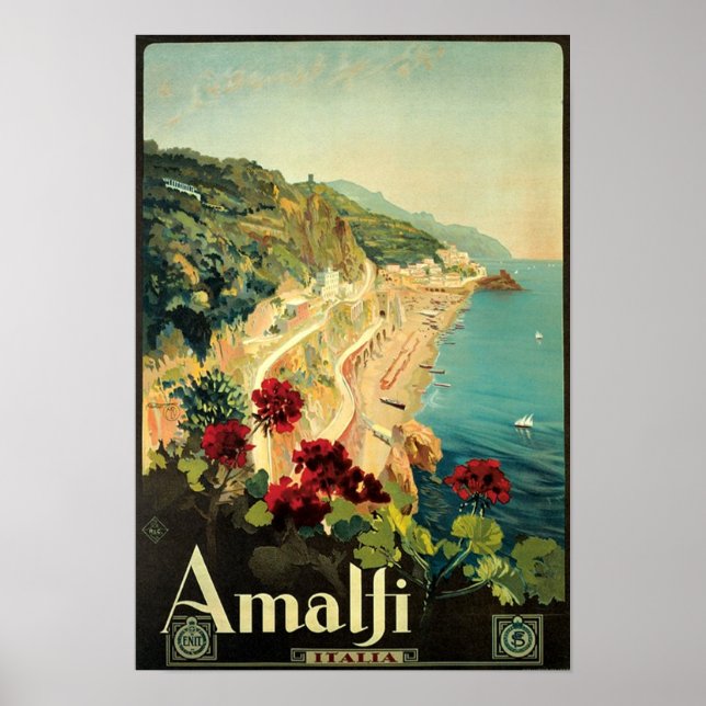 Pôster Vintage Amalfi Viagem Advertisement (Frente)