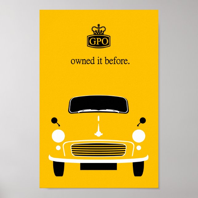 Poster Vintage amarelo clássico Morris Minor (Frente)