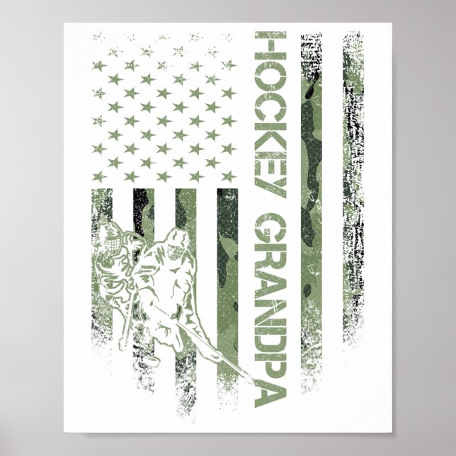 Poster Vintage American Camo Flag Hockey Vovô Si (Frente)