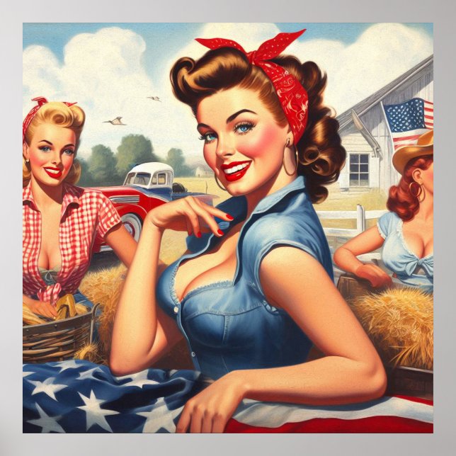 Poster Vintage American Country Girl (Frente)