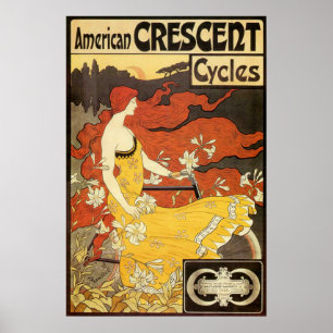 Pôster Vintage American Crescent Cycle Advertiment