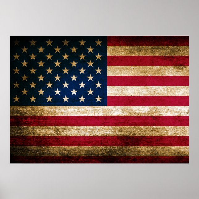 Pôster Vintage American Flag (Frente)