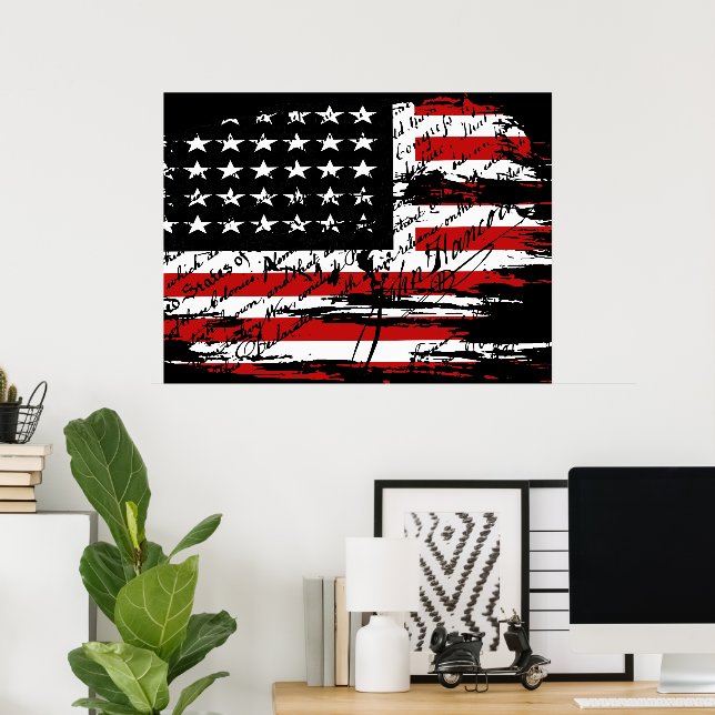 Poster Vintage American Flag (Escritório em casa)