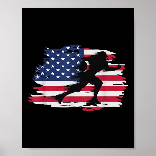 Poster Vintage American Flag Quarterback Futebol (Frente)