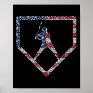 Poster Vintage American Flag Us Baseball Boys