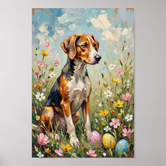 Poster Vintage American Foxhound Easter Art (Frente)