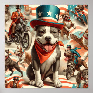Poster Vintage American Pit Bull Terrier Art