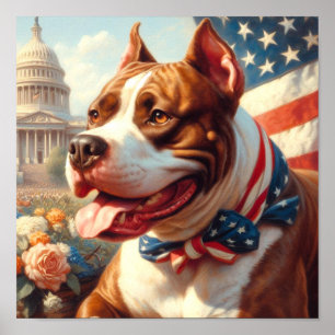 Poster Vintage American Pit Bull Terrier Painting