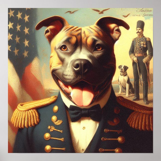 Poster Vintage American Pit Bull Terrier Painting (Frente)