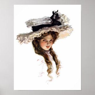 Poster Vintage americana com chapéu branco