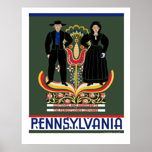 Poster Vintage Amish Pennsylvania Viagem (Frente)