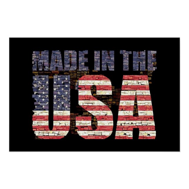 Pôster Vintage angustiada USA Letters and flag (Frente)