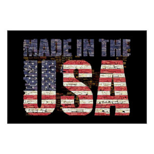 Pôster Vintage angustiada USA Letters and flag
