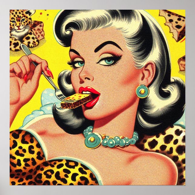 Poster Vintage Animal Print Girl (Frente)