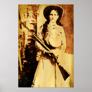Pôster Vintage Annie Oakley Oil Grunge Canvas Print
