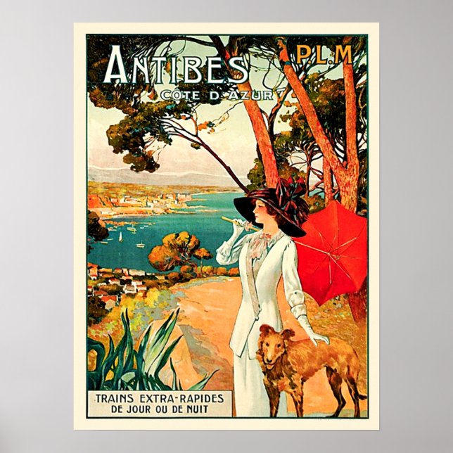 Poster Vintage Antibes Cote d'Azur Travel (Frente)