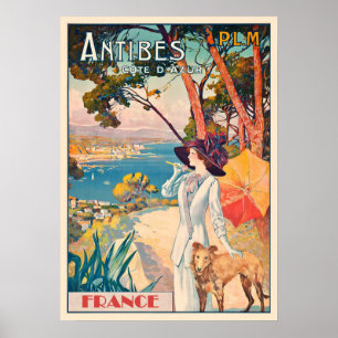Poster Vintage Antibes França David Dellepiane Viagem