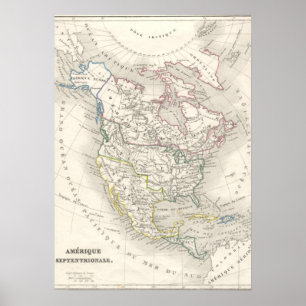 Poster Vintage, antigo mapa do mundo, mapeia as Américas