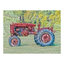 Vintage Antigo Trator de Fazenda Vermelho