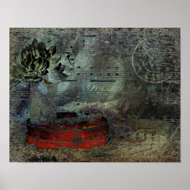 Poster Vintage - Antiguidade Preto - Vermelho Antigo - Fo (Frente)