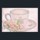 Pôster Vintage Antiquado Art Deco Rosa Tea Cup Saucer<br><div class="desc">Design de Vintage Antique Art Deco Rosa de Tea Cup Saucer.</div>