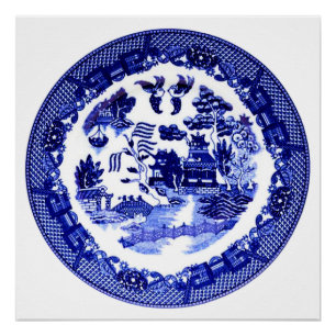 Pôster Vintage Antique Blue Willow Pattern cerca de 1790
