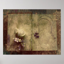 Poster Vintage Antique Sepia Brown Floral Textura Antiga