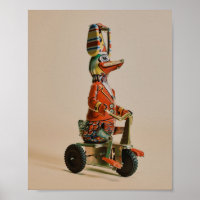 Vintage Antique Toy Duck em Bike