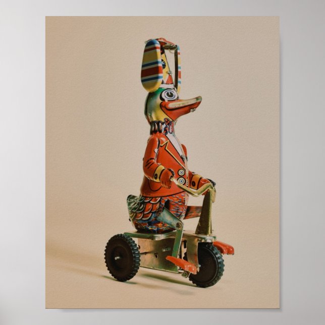 Poster Vintage Antique Toy Duck em Bike (Frente)
