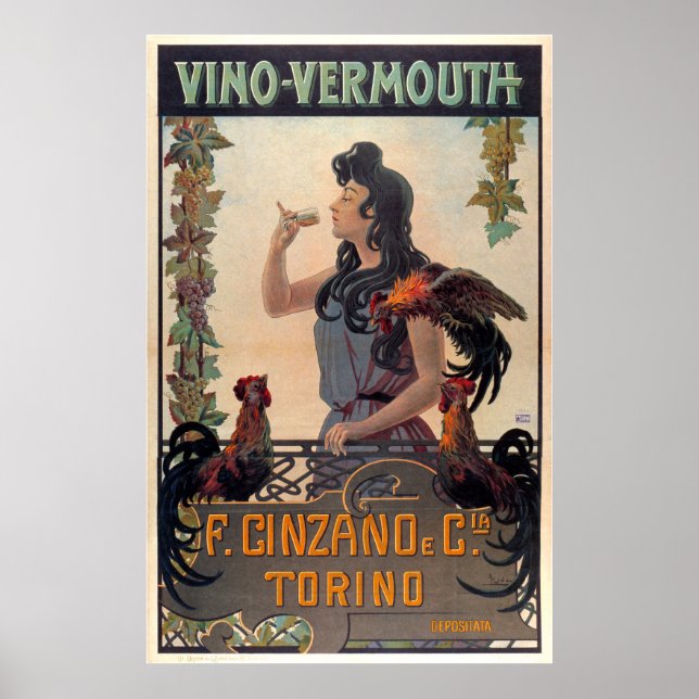 Poster Vintage Anúncio de Vinho Francês (Frente)