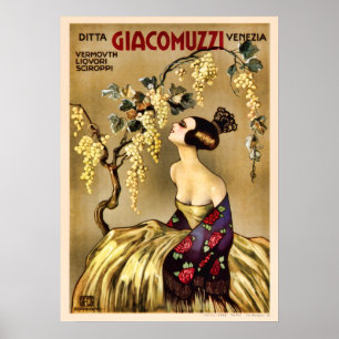 Poster Vintage, Anúncio em língua italiana de vinhos