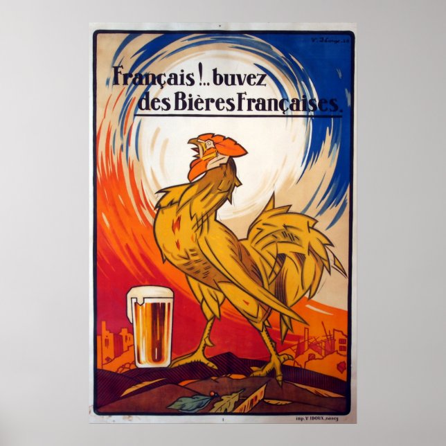 Poster Vintage - Anúncio francês da cerveja (Frente)