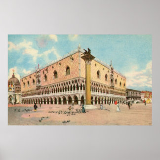 Poster Vintage aquarelle Venice Doge's Palace