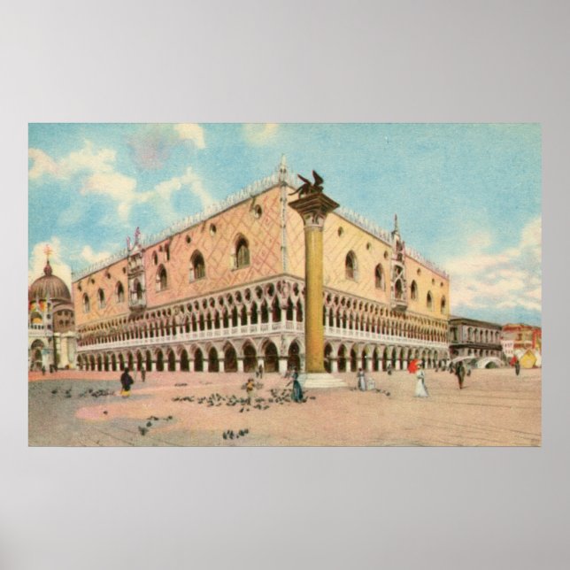 Poster Vintage aquarelle Venice Doge's Palace (Frente)