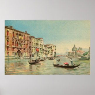Pôster Vintage aquarelle Venice Grande Canal