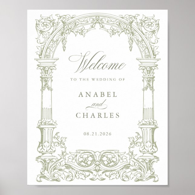 Poster Vintage Arch Vines Frame Weding Bem-vindo (Frente)